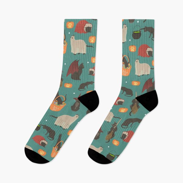 Item preview, Cute halloween black cat pattern with teal background designed and sold by CiniArt.