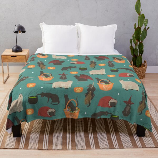 Item preview, Cute halloween black cat pattern with teal background designed and sold by CiniArt.