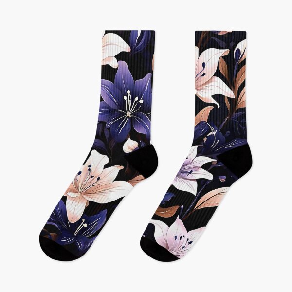 Item preview, A dreamy pattern with deep blue and indigo lilies designed and sold by Tchoice.