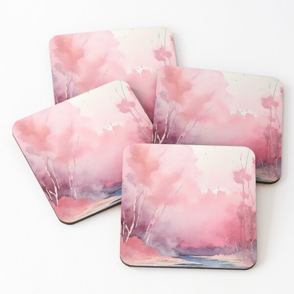 Item preview, PINK SUMMER HAZE STREAM ~ Inspired by Handmade Paper Mache Abstract Watercolor Art Lover GIFT Print Poster designed and sold by Spinning Plates 360.