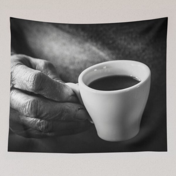 Item preview, Coffee cup holded by the hand of an old woman designed and sold by carlotoffolo.
