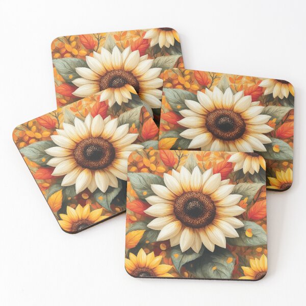 Item preview, A beautiful sunflower design in full bloom, surrounded by a profusion of autumn foliage. designed and sold by HEMRO.