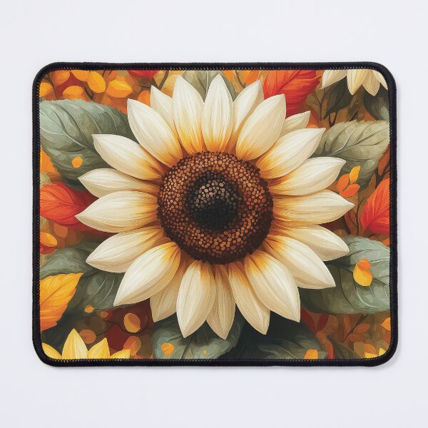 Item preview, A beautiful sunflower design in full bloom, surrounded by a profusion of autumn foliage. designed and sold by HEMRO.