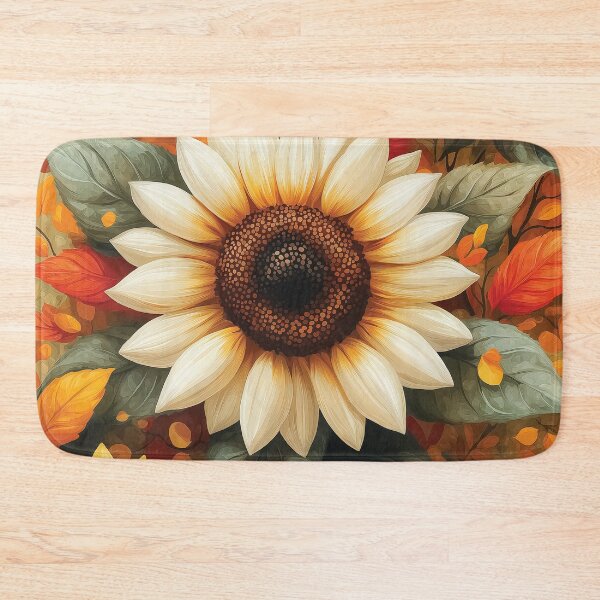 Item preview, A beautiful sunflower design in full bloom, surrounded by a profusion of autumn foliage. designed and sold by HEMRO.