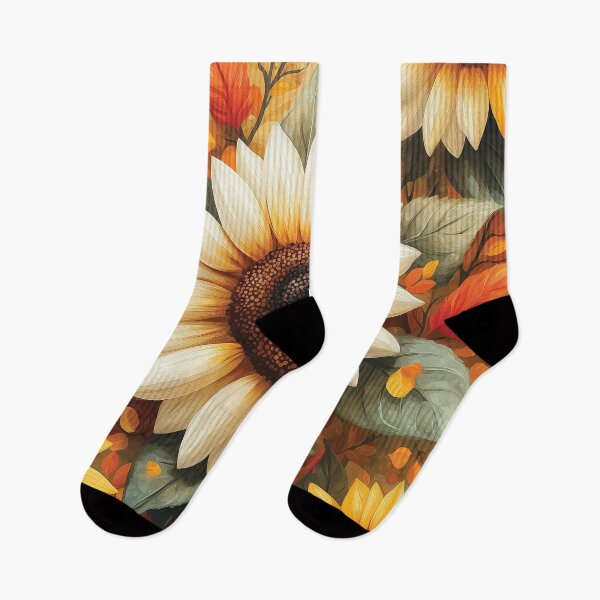 Item preview, A beautiful sunflower design in full bloom, surrounded by a profusion of autumn foliage. designed and sold by HEMRO.