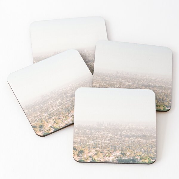 Item preview, Los Angeles, USA I Panoramic view of LA skyline and downtown at sunset from Griffith Observatory to the retro vintage neutral pastel aesthetic of summer light in Hollywood Hills nature countryside designed and sold by Julie Travel Photography.