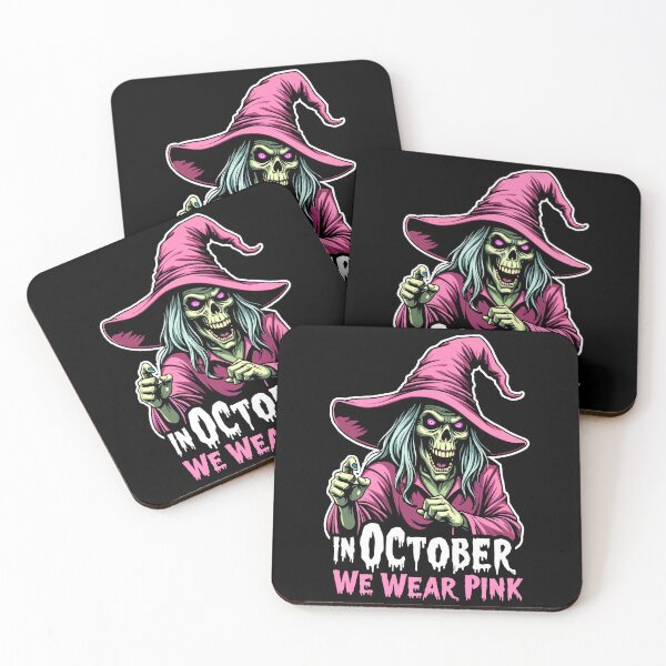 Item preview, In October We Wear Pink Witch Halloween Fun designed and sold by Quirky Shirts.