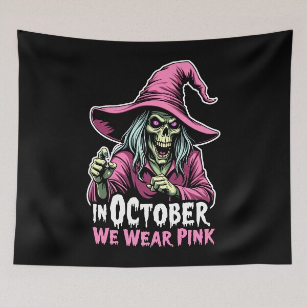 Item preview, In October We Wear Pink Witch Halloween Fun designed and sold by Quirky Shirts.