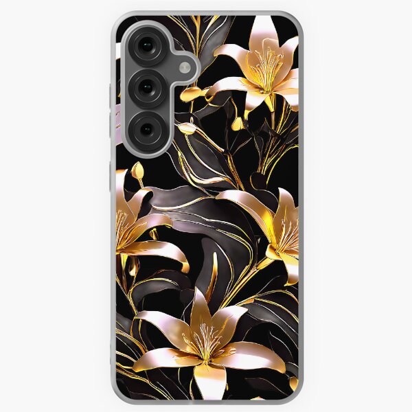 Item preview, A futuristic pattern with metallic silver and gold lilies designed and sold by Tchoice.