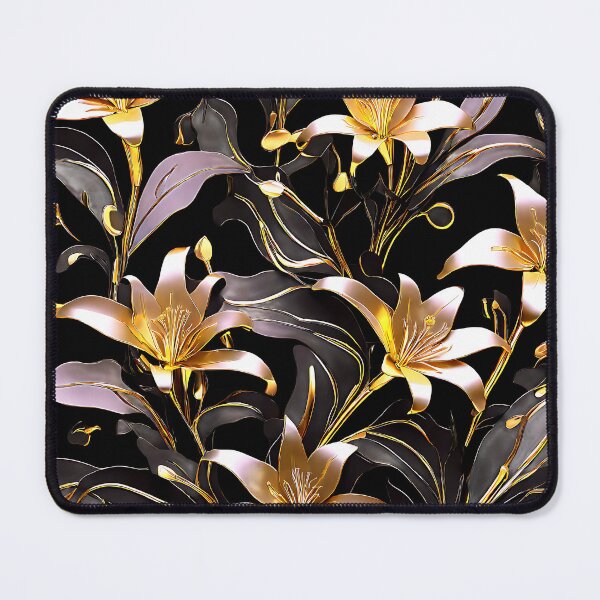 Item preview, A futuristic pattern with metallic silver and gold lilies designed and sold by Tchoice.