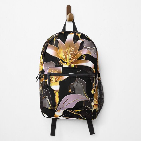 Item preview, A futuristic pattern with metallic silver and gold lilies designed and sold by Tchoice.