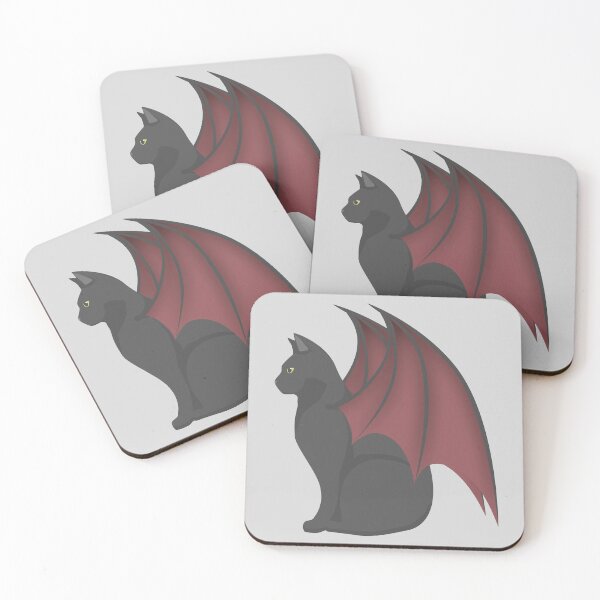 Item preview, Cute minimal modern halloween black cat with red bat wings designed and sold by CiniArt.