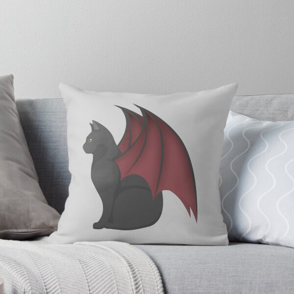 Item preview, Cute minimal modern halloween black cat with red bat wings designed and sold by CiniArt.