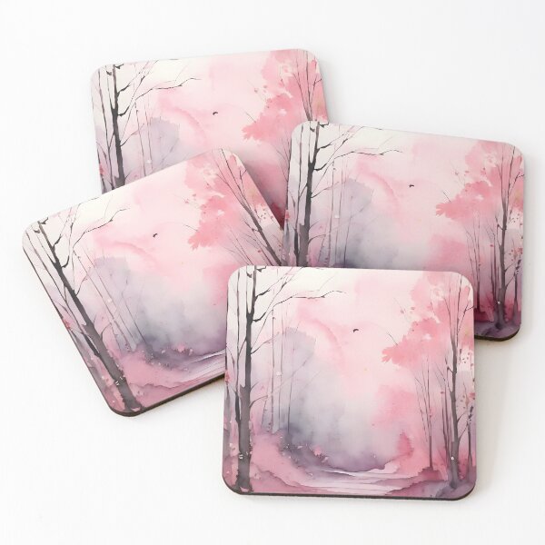 Item preview, PINK WINTER HAZE STREAM ~ Inspired by Handmade Paper Mache Abstract Watercolor Art Lover GIFT Print Poster designed and sold by Spinning Plates 360.