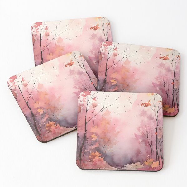 Item preview, PINK AUTUMN HAZE STREAM ~ Inspired by Handmade Paper Mache Abstract Watercolor Art Lover GIFT Print Poster designed and sold by Spinning Plates 360.