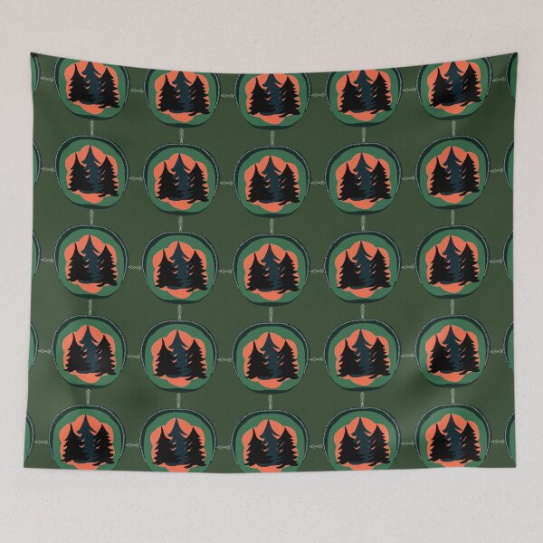 Item preview, Northwoods Pine Trees, Aurora Borealis, Evergreen pattern, green Background designed and sold by Stephanie Rowan.