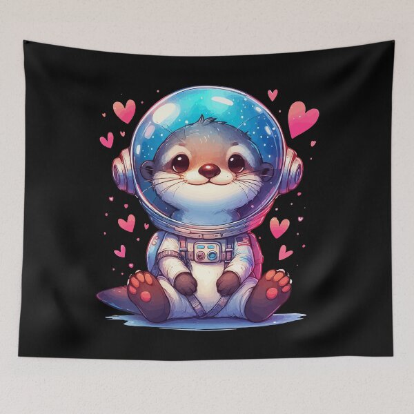 Item preview, Cute Otter Space Astronaut Love designed and sold by TomFrontierArt.