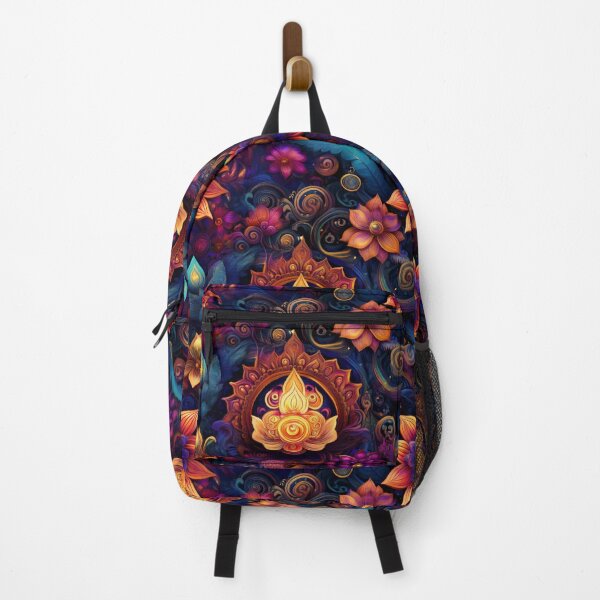 Item preview, Trippy om psychedelic Indian om inspired colourful floral design 25 designed and sold by GeoffBeattie.