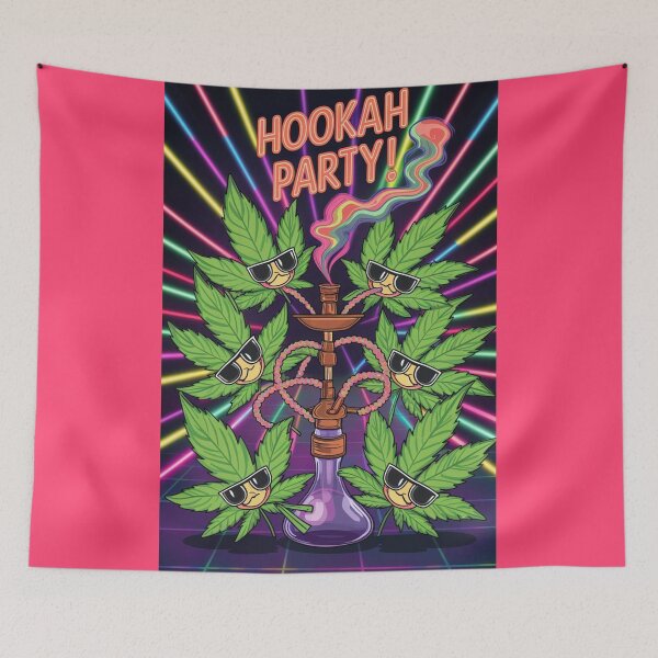 Item preview, Hookah Party - Unique Colorful Marijuana Pot Leaves Partying designed and sold by JLEmporium.