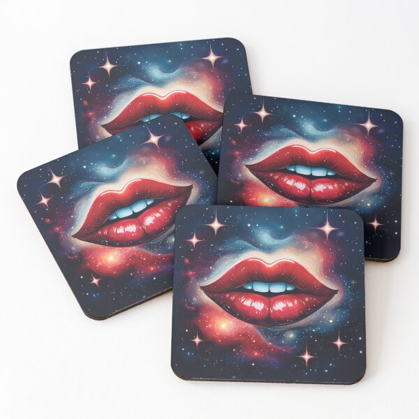 Item preview, A design featuring bold, glossy red lips set against a cosmic backdrop. designed and sold by HEMRO.