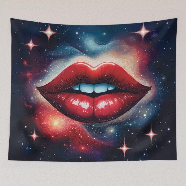 Item preview, A design featuring bold, glossy red lips set against a cosmic backdrop. designed and sold by HEMRO.