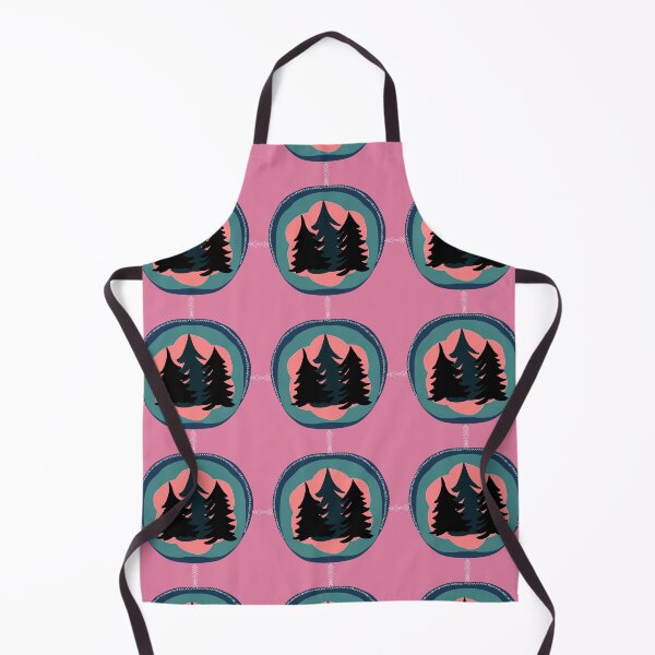 Item preview, Northwoods Pine Trees, Aurora Borealis, Evergreen pattern, Pink Background designed and sold by Stephanie Rowan.