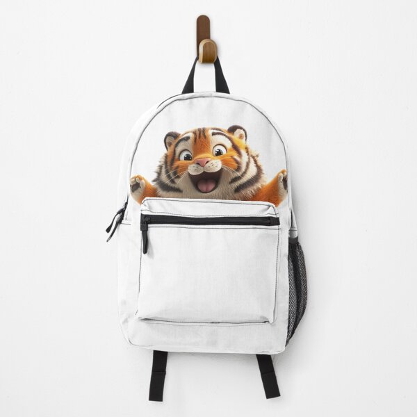 Item preview, Happy cartoon tiger joyfully waving with excitement & charm designed and sold by Art-Beans.