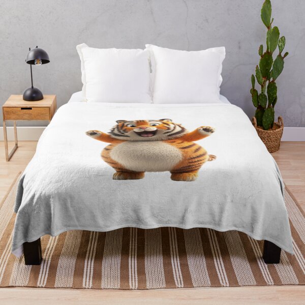 Item preview, Happy cartoon tiger joyfully waving with excitement & charm designed and sold by Art-Beans.