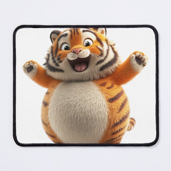 Item preview, Happy cartoon tiger joyfully waving with excitement & charm designed and sold by Art-Beans.