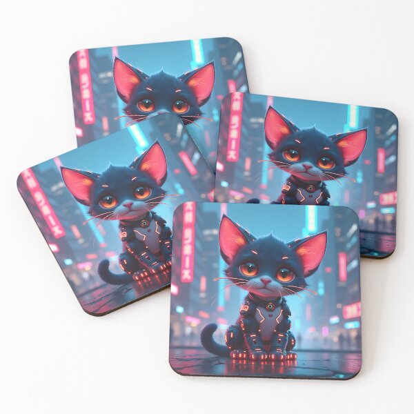 Item preview, Cute cyberpunk kitty designed and sold by Sopilka.