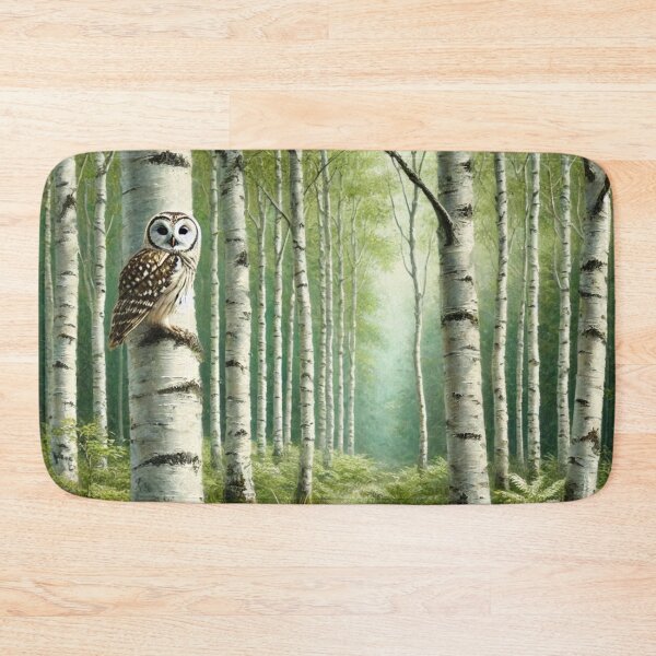 Item preview, Zen Owl in the birch forest designed and sold by ValerieStOnge.