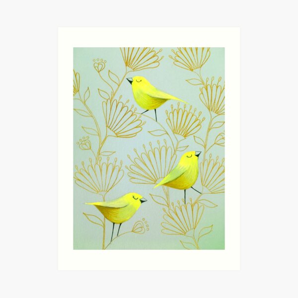 Golden birds Art Print