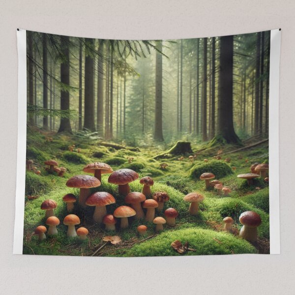 Item preview, Wild mushrooms in the forest designed and sold by ValerieStOnge.