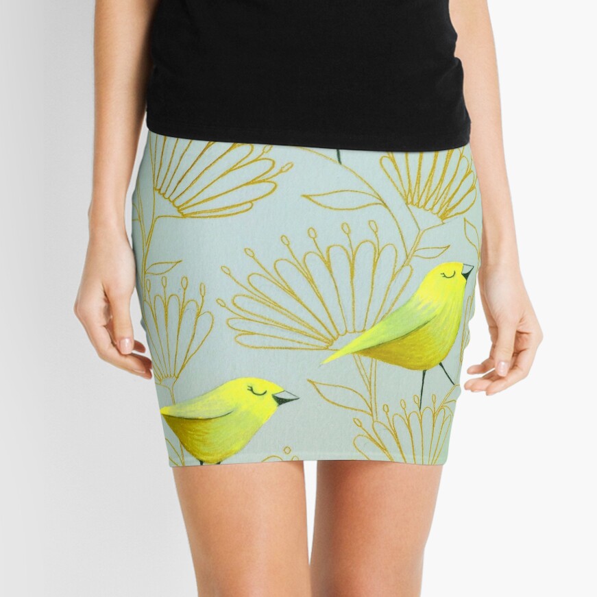 Golden birds Mini Skirt