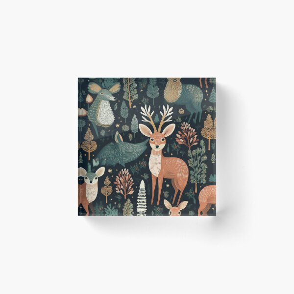 Item preview, night creatures forest animals pattern vintage designed and sold by SusanStDigital.