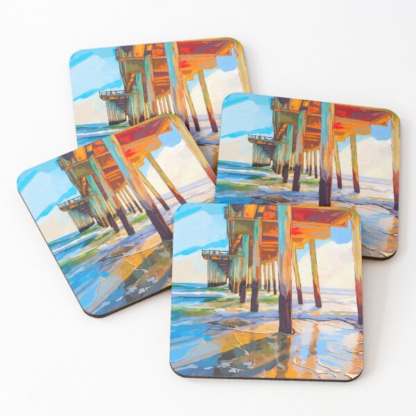 Item preview, Pier jutting out into the ocean at sunset designed and sold by MarkRossArt.