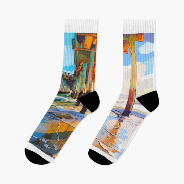 Item preview, Pier jutting out into the ocean at sunset designed and sold by MarkRossArt.