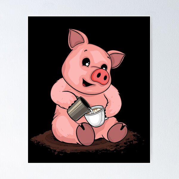 Artikel-Vorschau von Süßes Schwein gießt Latte Art Kaffeeliebhaber Barista, designt und verkauft von DSWShirts.