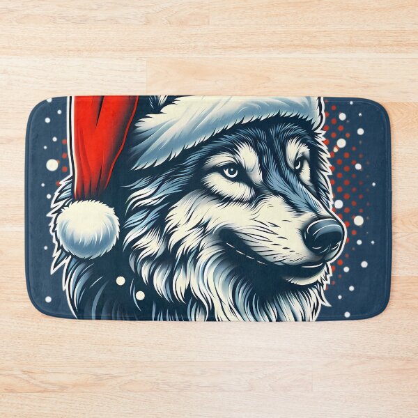 Item preview, Christmas Wolf with Santa Hat Festive Design designed and sold by ZetaDream.