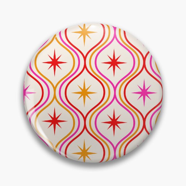 Item preview, Mid Century Atomic Starbursts in Pink, Orange and red on Ogee pattern  designed and sold by Yasminepatterns .