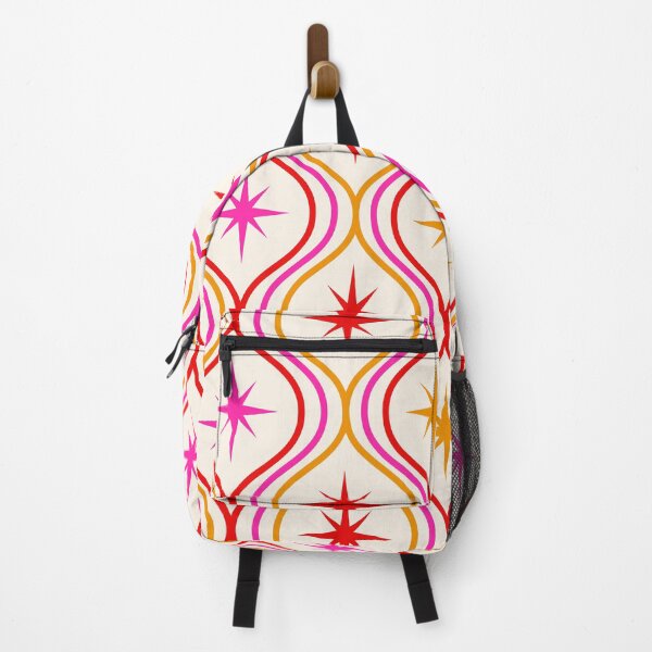 Item preview, Mid Century Atomic Starbursts in Pink, Orange and red on Ogee pattern designed and sold by Yasminepatterns .