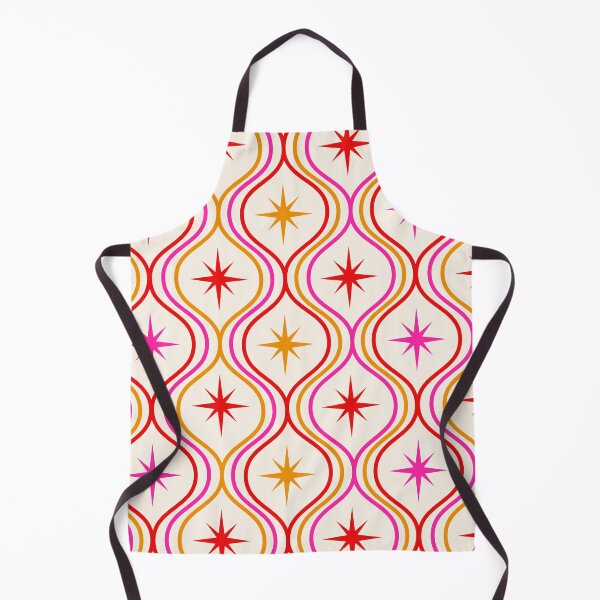Item preview, Mid Century Atomic Starbursts in Pink, Orange and red on Ogee pattern designed and sold by Yasminepatterns .
