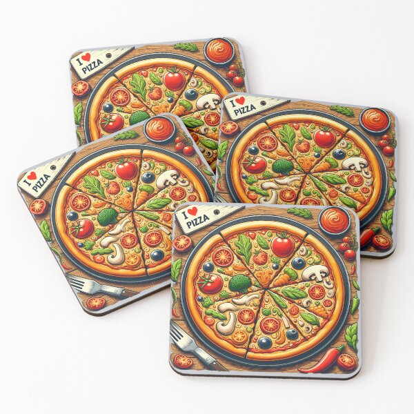 Item preview, Colorful Vegetarian Pizza with Fresh Ingredients Illustration designed and sold by ZetaDream.