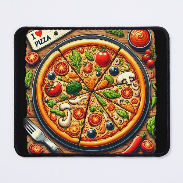 Item preview, Colorful Vegetarian Pizza with Fresh Ingredients Illustration designed and sold by ZetaDream.