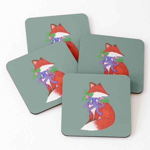 Item preview, Christmas Fox with Holly and Bow - Illustration by Jemma Jamie Skidmore  designed and sold by Jemma Jamie Skidmore.