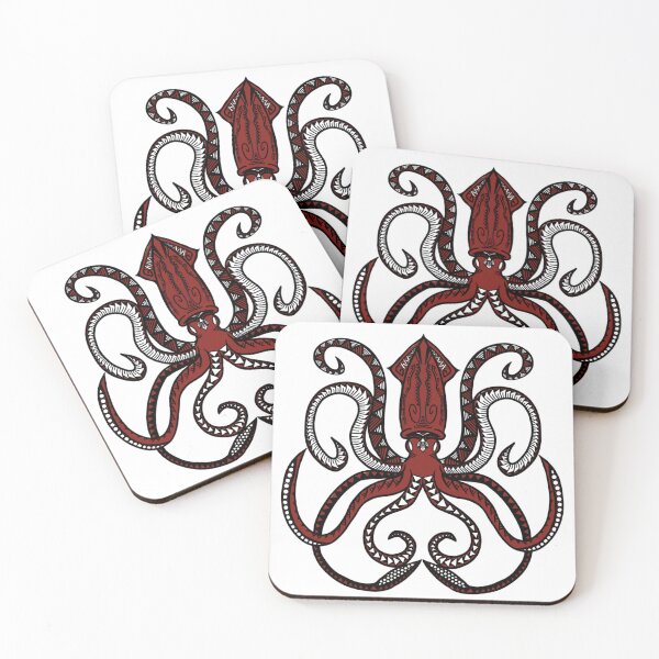 Item preview, Red Tribal Giant Squid designed and sold by Steeb757.