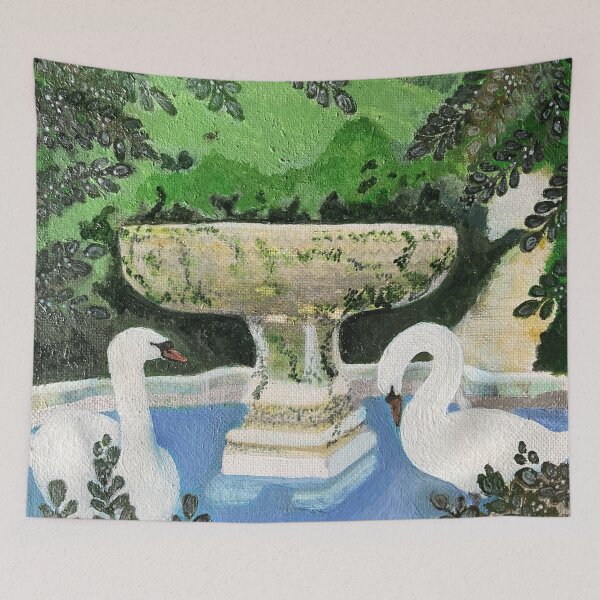 Item preview, Two Swans In An Enchanted Garden  designed and sold by LynseysArtShop.