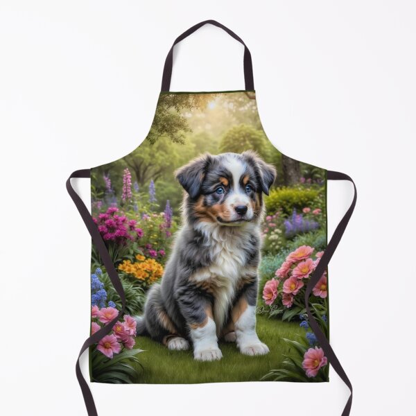Item preview, Graham Australian Shepherd Puppy Portrait Painting designed and sold by Heart and Soul Studio.