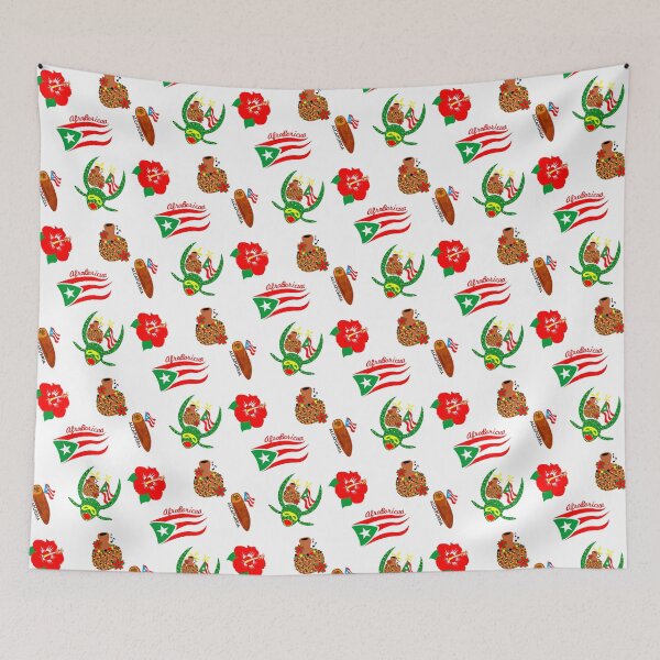 Item preview, Puerto Rico Afro Boricua Flag Symbols Green Yellow Red Black Alcapurria Hibiscus Flower Vejigante Mask Shekere designed and sold by byDarling.