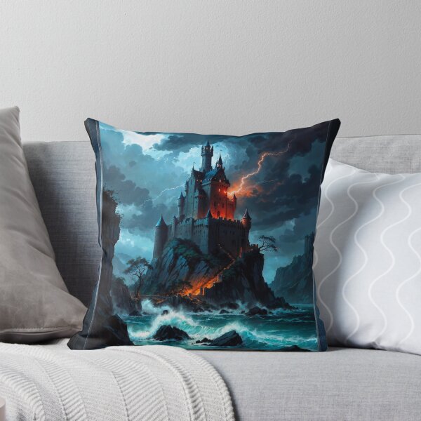 Item preview, A Towering Castle With Storm Clouds Overhead Mysterious Halloween AI Concept Art by Xzendor7 designed and sold by Xzendor7 Digital Art Creations.